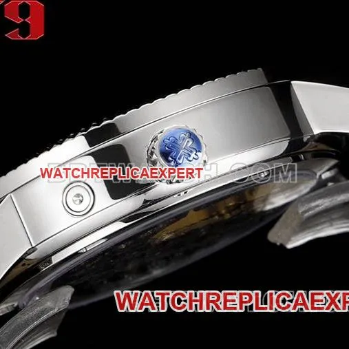 collectible watch complication timepiece V9 FactoryPatek Philippeblack dial leather braceletfront live photo