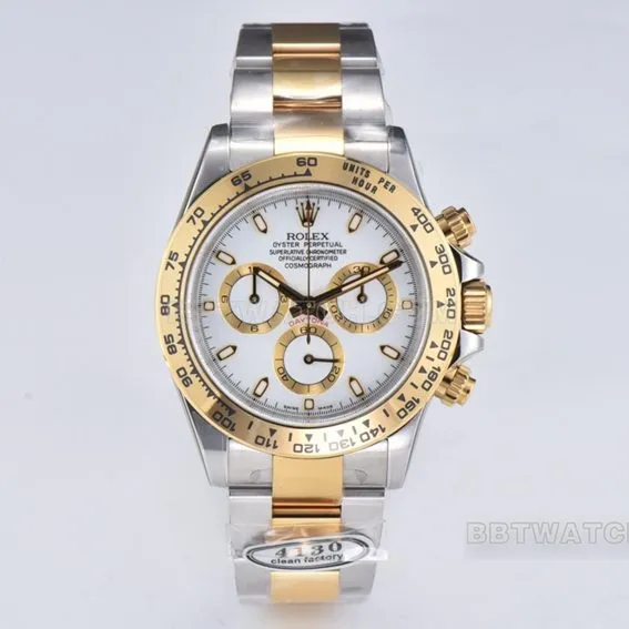 C Factory Rolex Daytona1:1top-tier replicawhite dial gold steel bracelet model m116503-0001side live photo