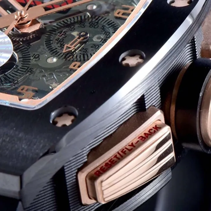 top-tier watch Richard Mille men's black dial automatic chronograph watch front view