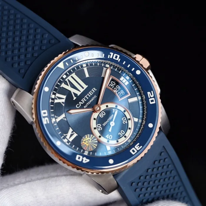 Top-tier watch Cartier men's blue dial Kalibo series automatic movement watch front view