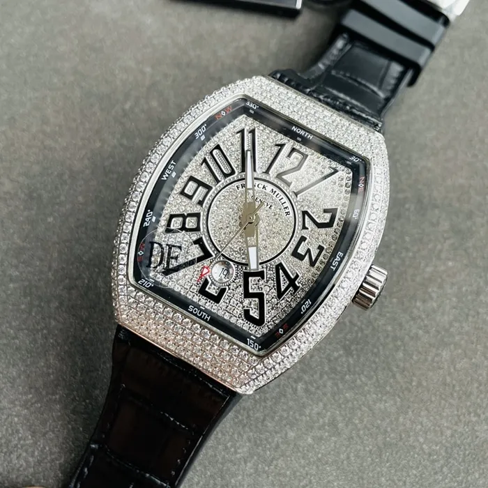 top-tier watch Frank Muller men's white dialV45 SC DT series full automatic movement watch front view