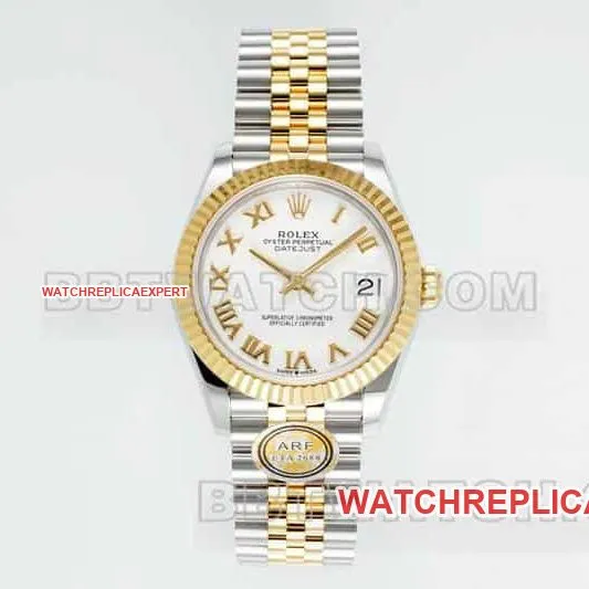 ARF FactoryRolex log 1:1super clonewhite dial31mm gold five-lattice chain link278273front live photo