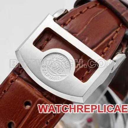 collectible watch APS factory Portugal IWC perpetual calendar white dial brown braceletfront live photo