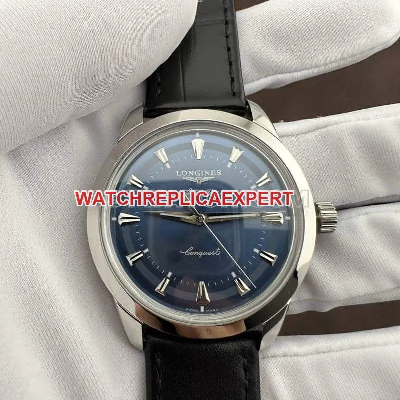 AF FactoryLongines Concast stop-tier 1:1high-quality replicablue dialleather strap front live photo