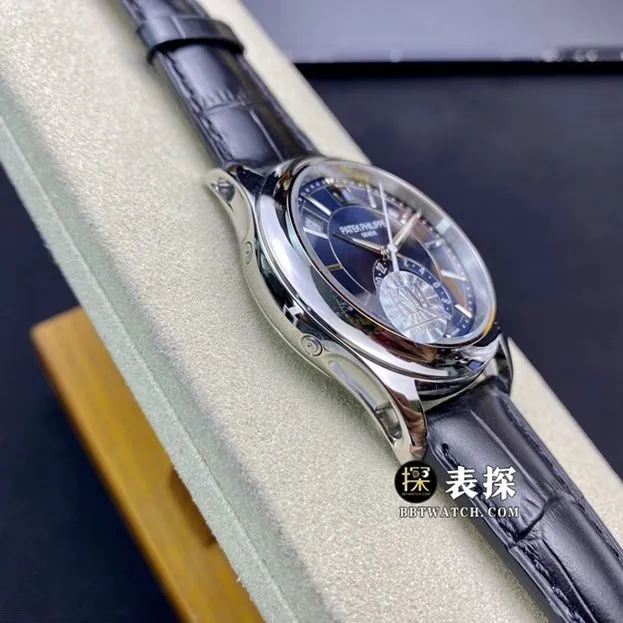 KM factory Patek Philippe complex function timepiece 5205G1:1super watch men's blue dialmoon phaseleather strap model pictures and prices front live photo