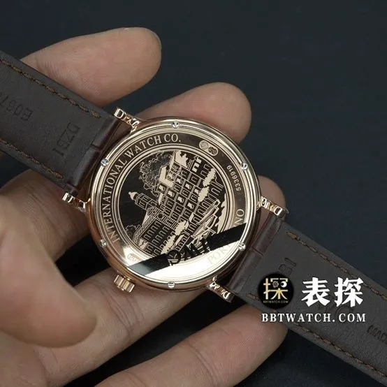 V7 factory IWC men's Portofino watch rock gray plate gold needle leather strap model IW356511front live photo