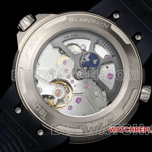 Blancpain1:1replica watch fifty fathoms black dial titanium mechanical black rubber model front live photo