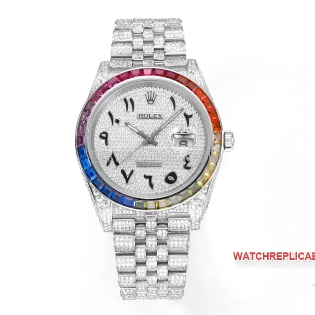 MS factory Rolex log 1:1top-tier replica2024 new full diamond plate Middle Eastern digital time scale front live photo