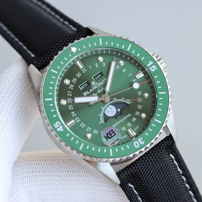 TW Factory Top Blancpain Fifty Fathoms Series Men's Green Dial Nylon Strap Automatic Mechanical Watch Front View