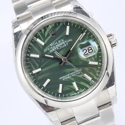 EW FactoryRolextop-tier watch men's green dial steel braceletDatejust36 series automatic movement watch front view