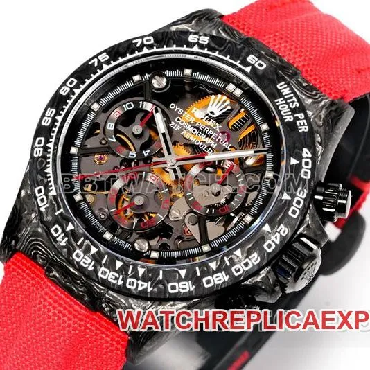 top-tier watch DaytonaTW factory Rolexblack dial red nylon braceletfront live photo
