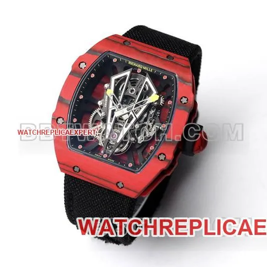 Richard Mille Watch BBS Factory Tourbillon Mechanical Black Rubber Braided Velcro BraceletRM27-03front live photo