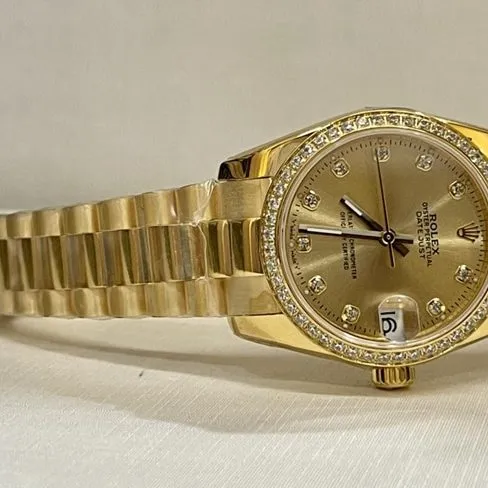 Top-tier watch Rolex women's gold steel bracelet South African real diamond Datejust 31mm watch front view