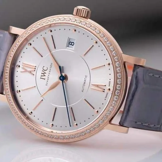 Front view of IWCreplica's masterpiece women's model Portofino, extremely elegant top-tierladies' watch
