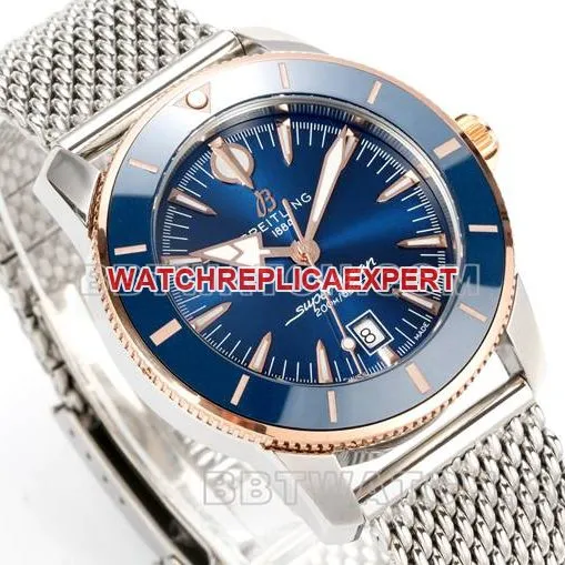 collectible watch BLS factory super ocean culture Breitlingblue dialrose gold steel braceletfront live photo