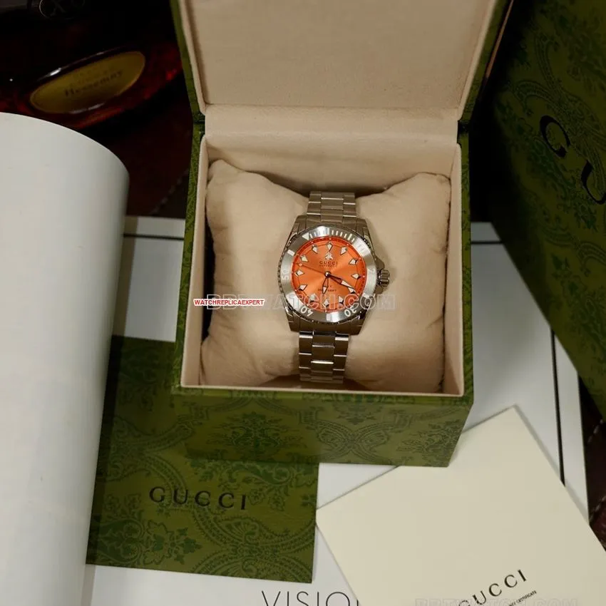 Gucci top-tier 1:1high-quality replica2024 new orange plate steel bracelet model YA136355front live photo
