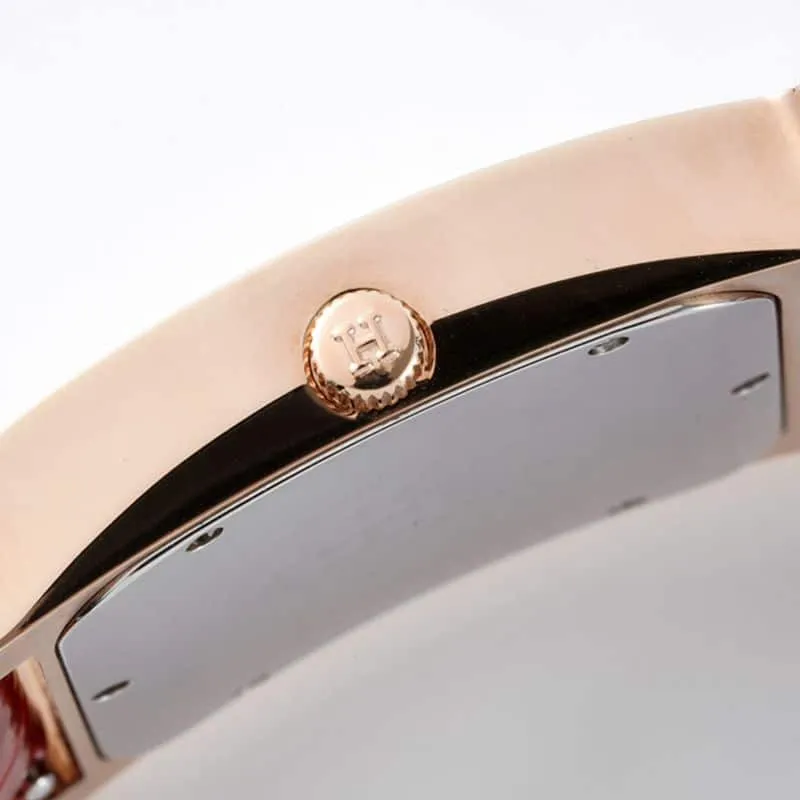 Hermès top-tier watch HeureH three-hand series ladies quartzrose gold watch front view