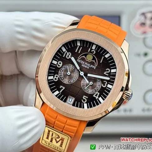 1:1replica watch Patek PhilippePPM factory Aquanaut dark brown dial 5261front live photo