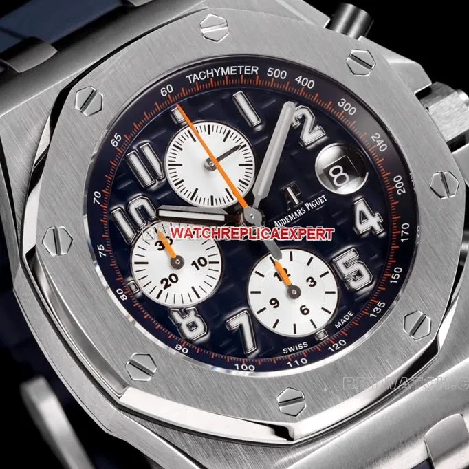 TW factory Audemars PiguetRoyal Oak offshore type 1:1top-tier replicablue dial rubber model 26470front live photo