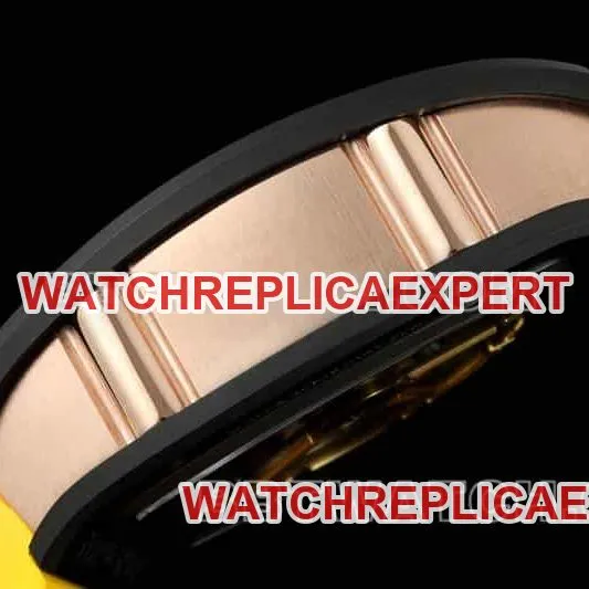 Richard Mille men's smiling face tourbillon black shell yellow rubber model RM 88front live photo
