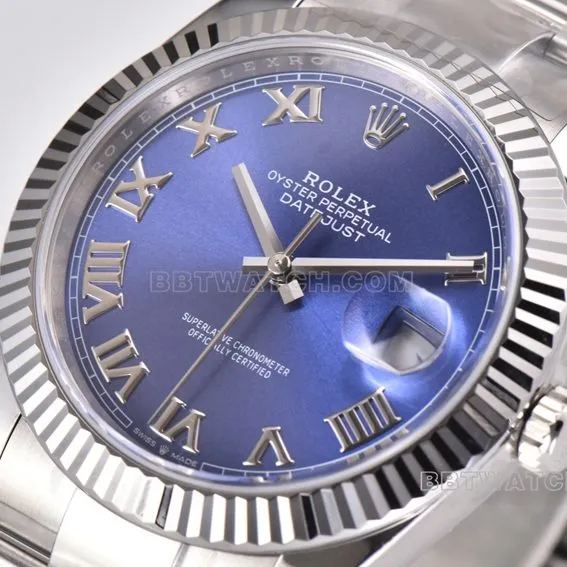 C factory Rolex log 1:1super cloneblue dial Roman numeral steel bracelet model m126334-0025side live photo