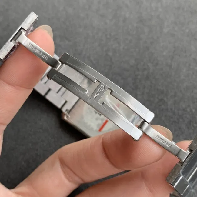 K11 factory top-tier watch Cartier tank series women's white dialsteel bracelet automatic movement watch front view