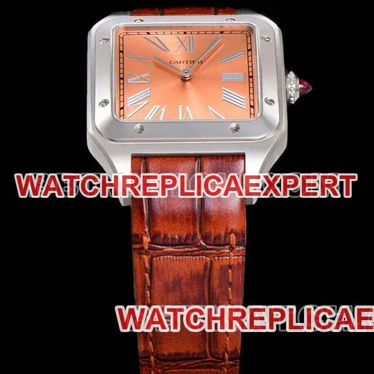Cartiertop-tier watch F1 factory Santos pink plate leather strap model side live photo