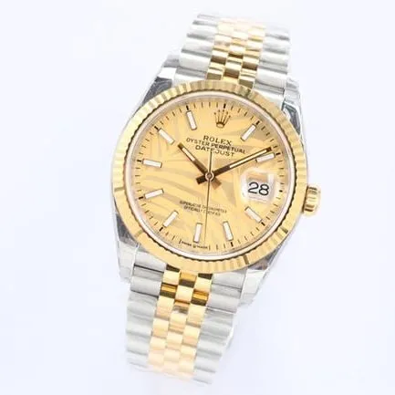 EW Factorytop-tier watch 2021 new Rolex Oyster Datejust36 series men's gold disc gold band mechanical watch front view