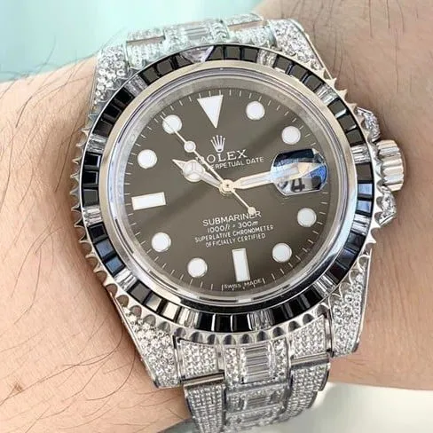 Rolextop-tier watch men's black dialsteel bracelet fully automatic movementSubmariner watch front view