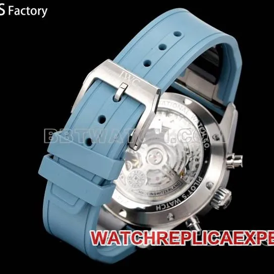 collectible watch pilot TWS factory IWC light blue dial rubber model side live photo