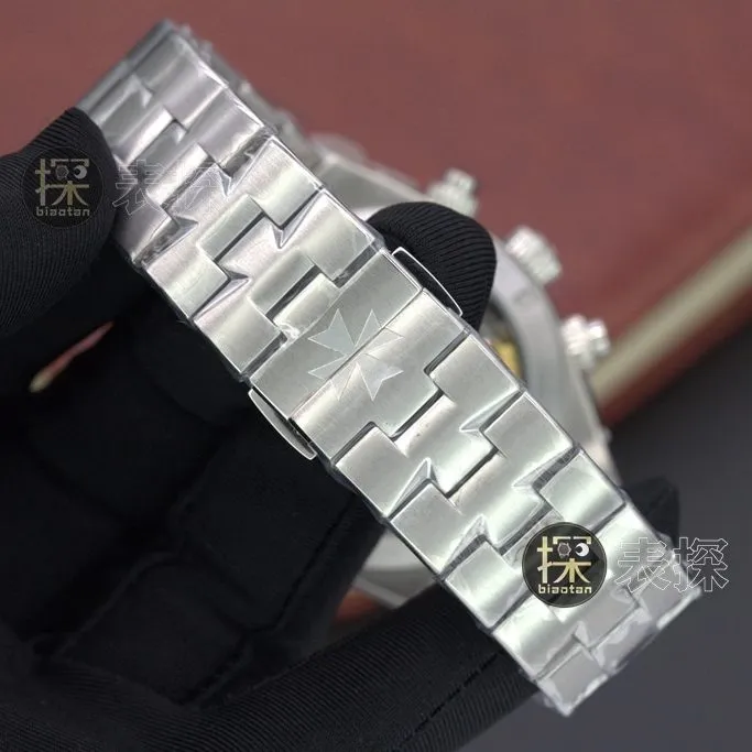 Vacheron Constantin1:1replica watch,8F white steel blue dialchronographlumesteel bracelet front view