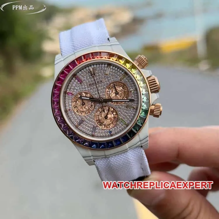 PPMRolexDaytona1:1super cloneRainbowDi116595front live photo
