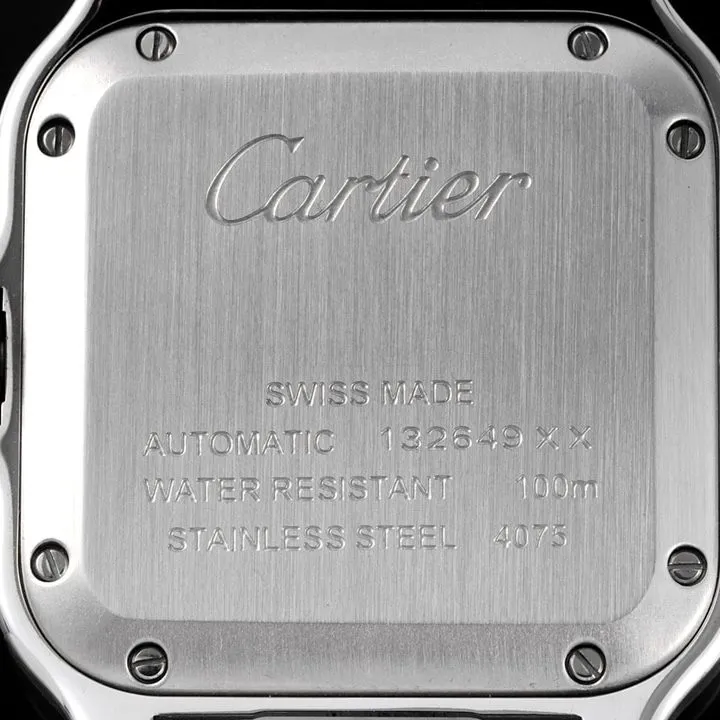 Cartiertop-tierhigh-quality watch Santos series women's steel braceletwhite dial rose gold watch detail shots
