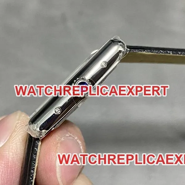 Cartier1:1replica watch DR factory tank white square dialeather strap model front live photo