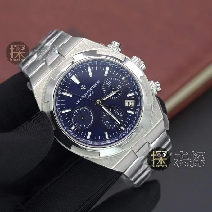 Vacheron Constantin1:1replica watch,8F white steel blue dialchronographlumesteel bracelet front view