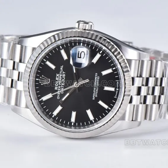 C factory Rolex log 1:1top-tier replicablack dial36mm five grid link m126234-0015side live photo