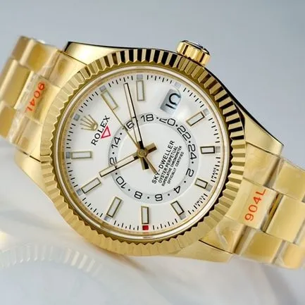 top-tier Rolex men's white dial gold belt Navigator series automatic movement watch front view