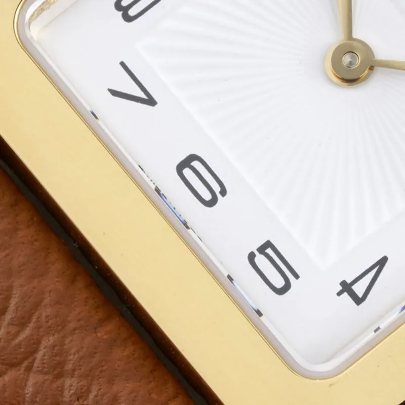 Hermès ladies' watchtop-tierhigh-quality replicaHeureH series quartz square fashion watch khaki braceletrose gold plate front view