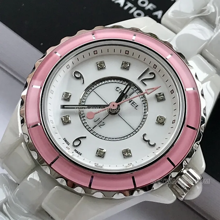 Chanel J12 top white disk pink circle 29mm quartz H4466 front real picture