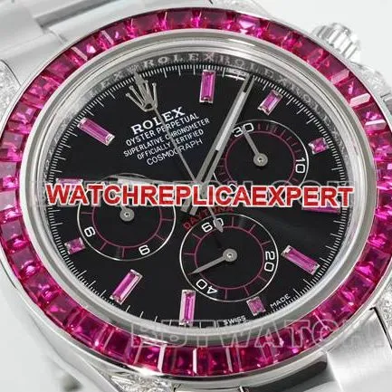 collectible watch DaytonaRX FactoryRolexblack dial pink diamond bezel mechanical braceletlive photos