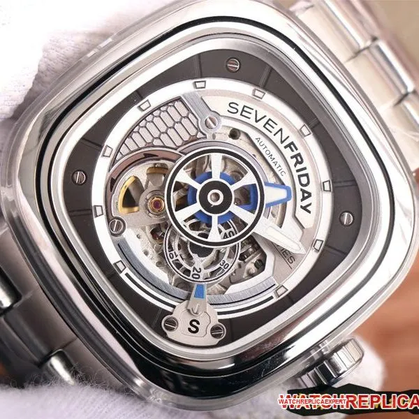 SEVENFRIDAY seven day display five watch automatic movementmen's watch Swiss steel bracelet large dialS1/01M front view