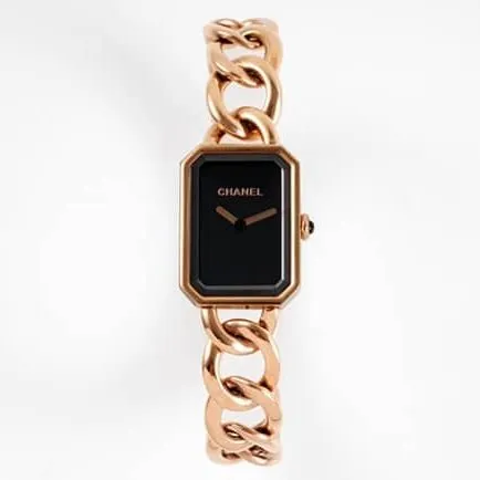 top-tier replicaChanel women's black dialrose gold with Premiere watch series quartz watch front view
