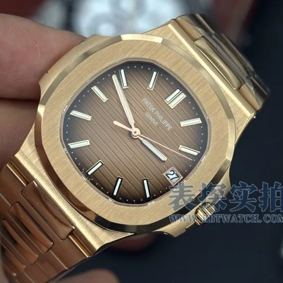 3K FactoryPatek PhilippeNautilustop-tier watch men's rose gold coffee noodle steel bracelet model price and pictures front live photo