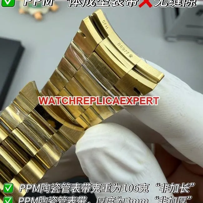 top-tier watch PPM factory RolexDay-Date mechanical black dialyellow goldclasplive photos