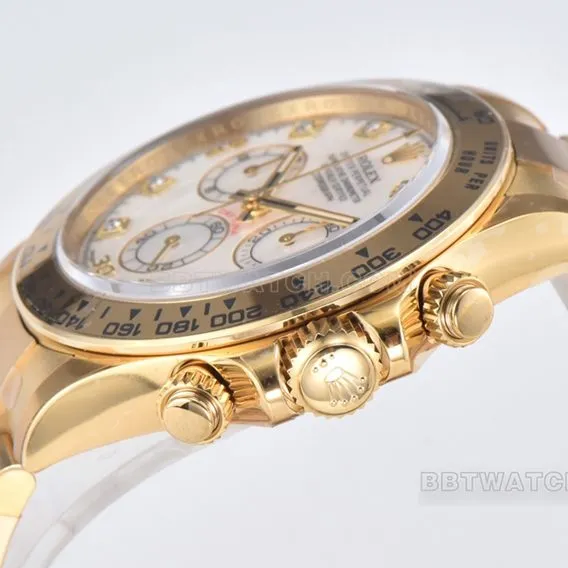 Factory C Rolex Daytona mother-of-pearl plate yellow goldsteel bracelet model m116508-0007 front live photo