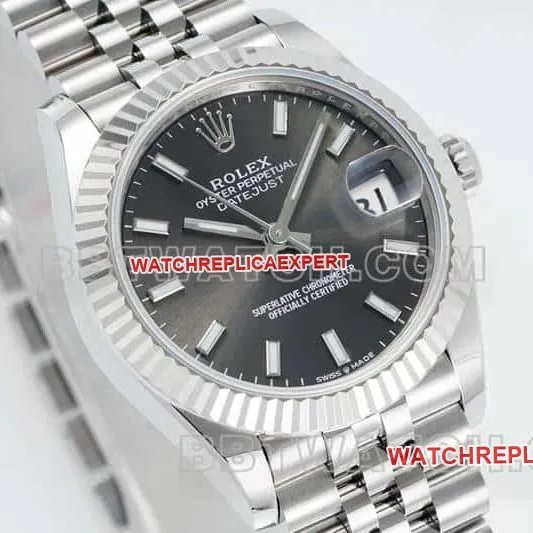 ARF FactoryRolex log super cloneblack dial stick hour markers 31mm five grid link 278274front live photo