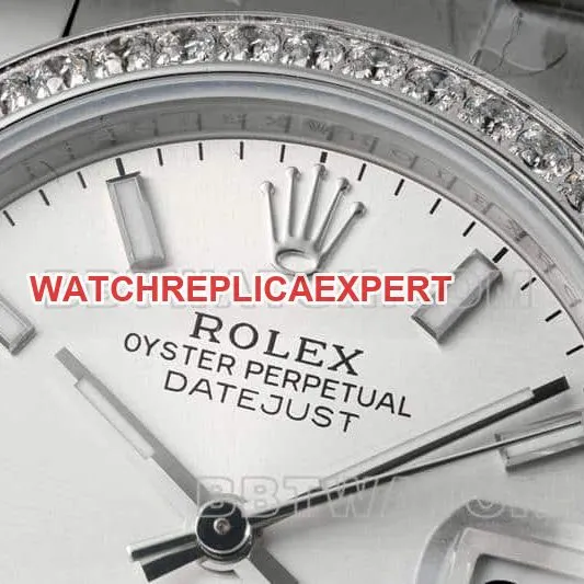 ARF FactoryRolex Log 1:1top-tier replicasilver dial stick hour markers diamond bezel31mm three grid link 278289front live photo