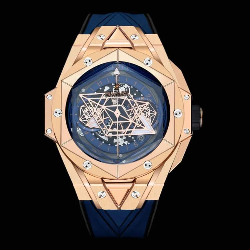 HublotHublothigh-quality watch new BigBangSangBleuII tattoo men's mechanical watch front view