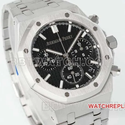 APS factory Audemars PiguetRoyal Oaksuper cloneblack dialchronograph26240front live photo