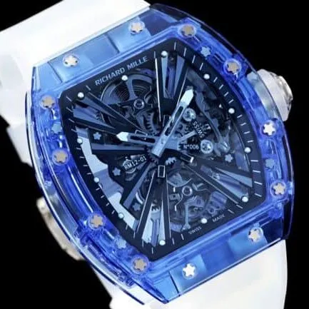 top-tier Richard Mille generation legendary RM12-01 tourbillons apphire crystal transparent version of extraordinary sports quality front view